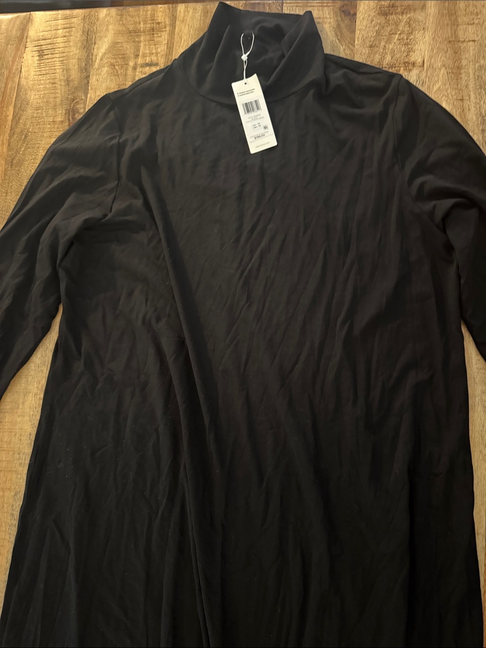 Eileen Fisher Stretch Jersey Knit Long Sleeve Black Turtleneck Maxi Dress - Picture 7 of 8